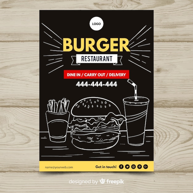 Vector gratuito plantilla moderna de folleto de restaurante de comida rápida