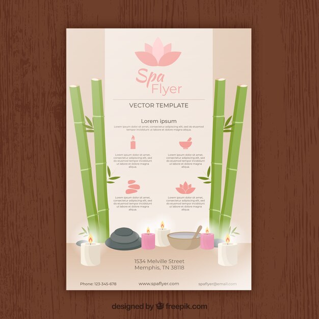 Plantilla moderna de folleto de spa con estilo adorable