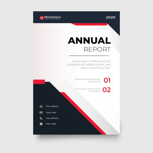 Plantilla moderna de informe anual con formas rojas