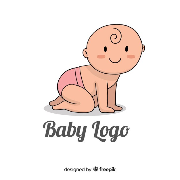 Plantilla moderna de logo de bebé dibujado a mano