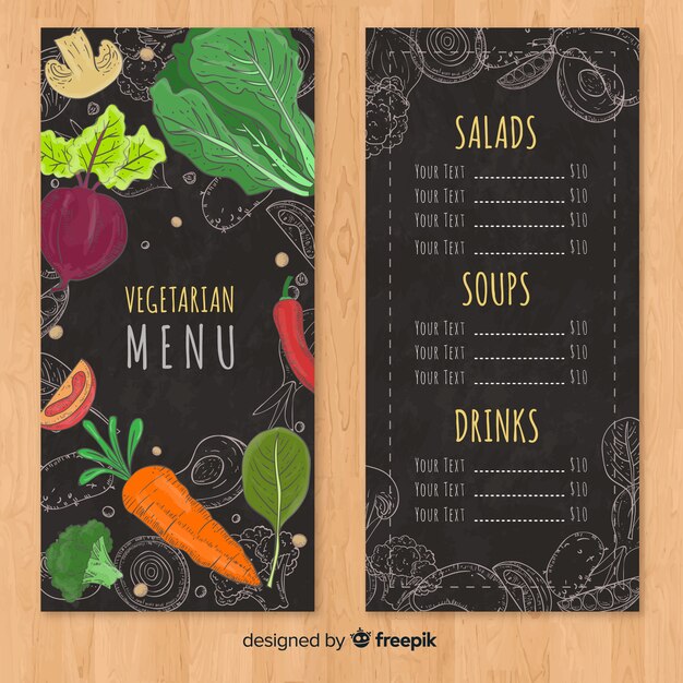 Plantilla moderna de menú de restaurante dibujado a mano