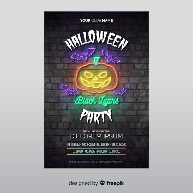 Vector gratuito plantilla moderna de póster de fiesta de halloween con diseño plano