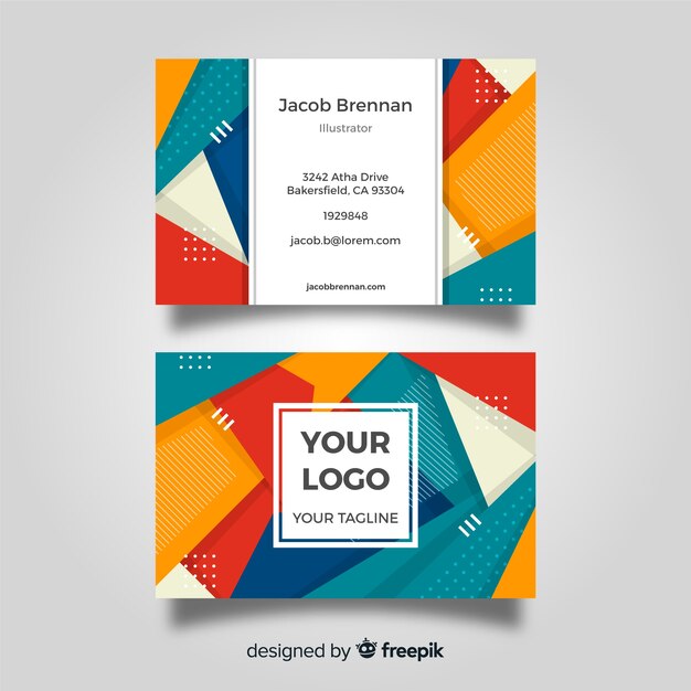 Plantilla moderna de tarjeta de visita con formas geométricas