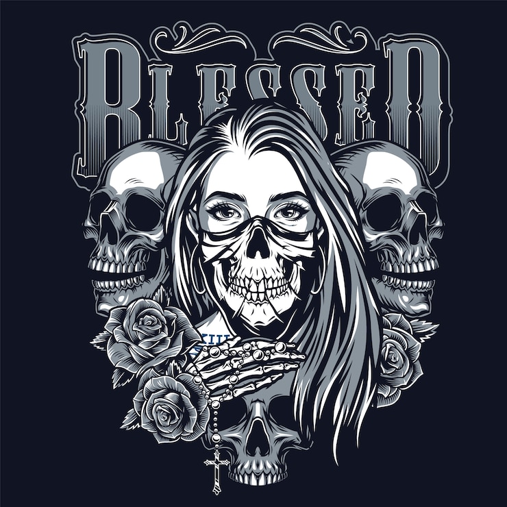 Vector gratuito plantilla monocromática de tatuaje chicano vintage