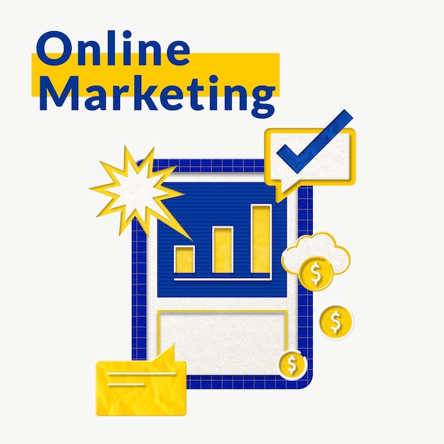 Plantilla de negocio de marketing online con gráfico de tablero de gráfico de barras