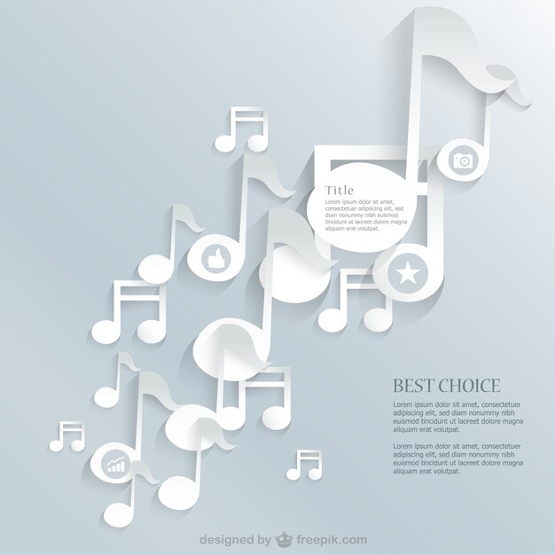 Plantilla con notas musicales blancas