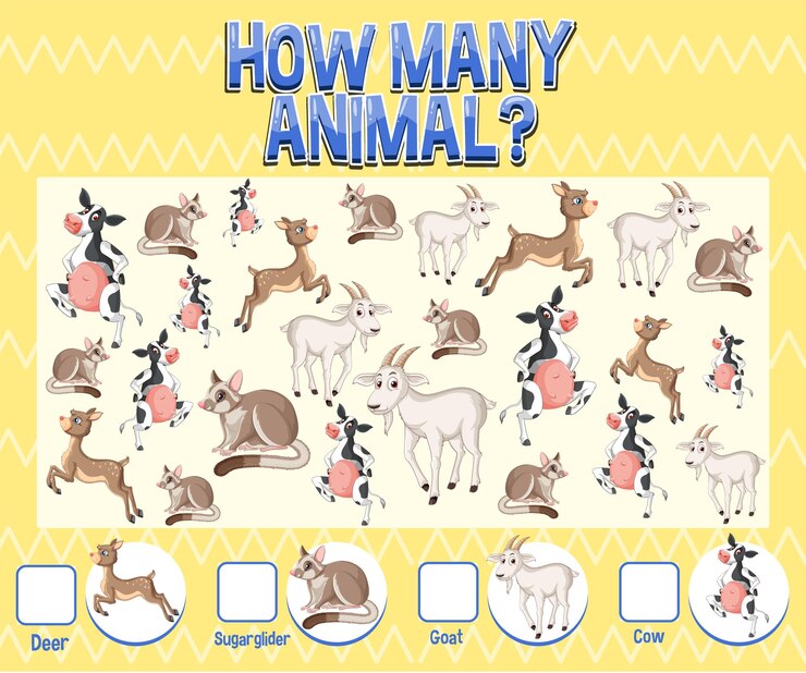 Vector gratuito plantilla de número de conteo con animal