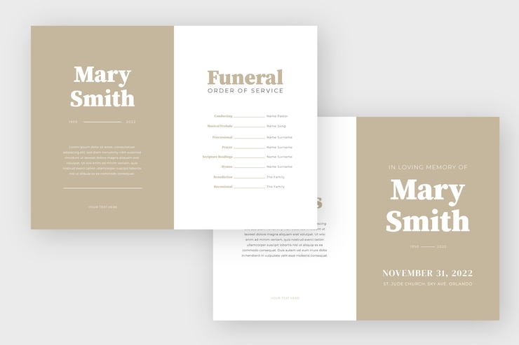 Vector gratuito plantilla de orden de servicio de funeral de diseño plano