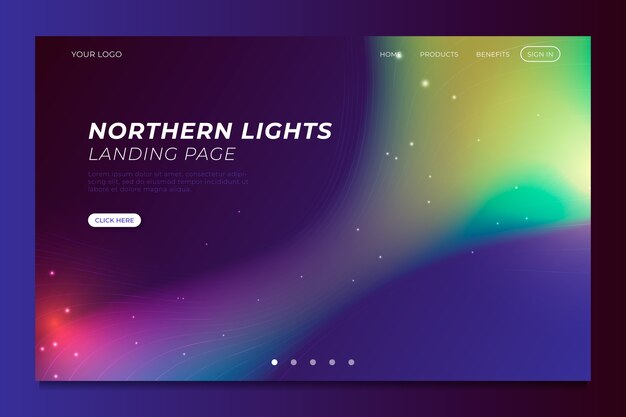Plantilla de página de aterrizaje aurora boreal