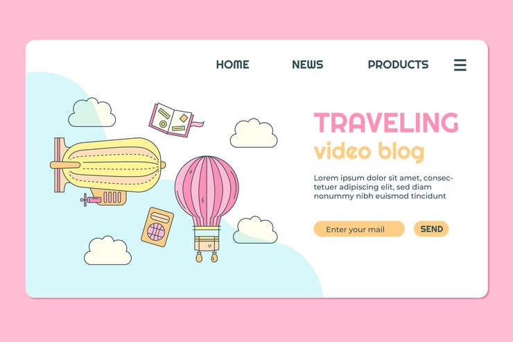 Vector gratuito plantilla de página de aterrizaje de aventura dibujada a mano