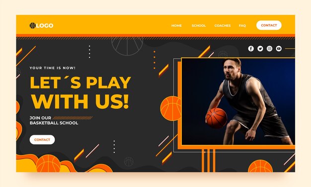 Plantilla de página de aterrizaje de baloncesto plana