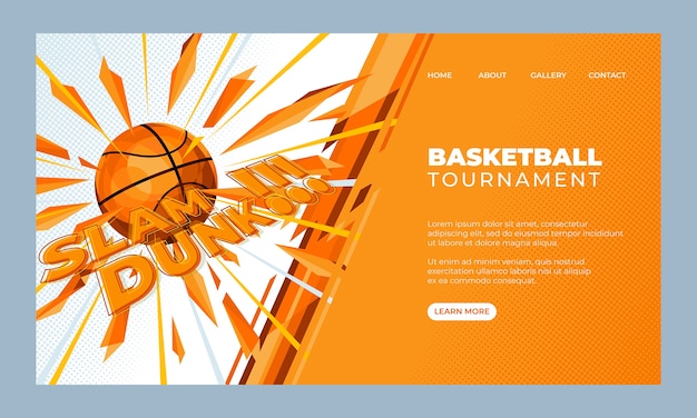Plantilla de página de aterrizaje de baloncesto plana
