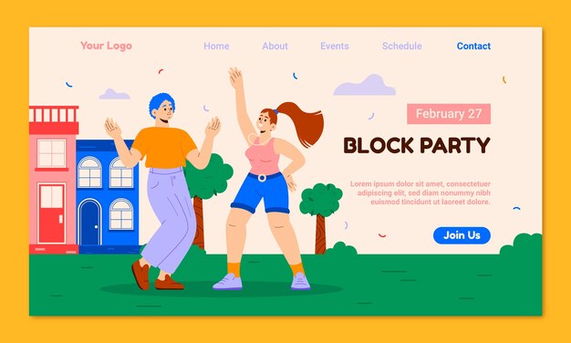 Plantilla de página de aterrizaje de un bloque de diseño plano