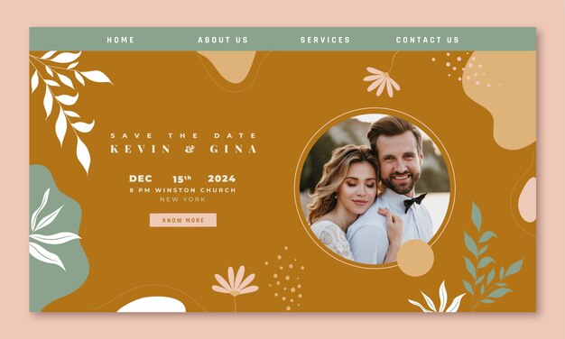 plantilla de página de aterrizaje de boda botánica