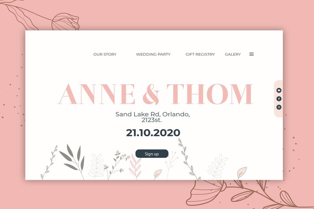 Plantilla de página de aterrizaje para boda