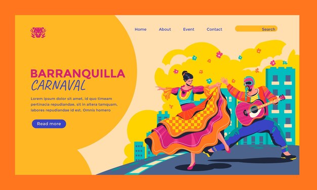 Plantilla de página de aterrizaje del carnaval de barranquilla