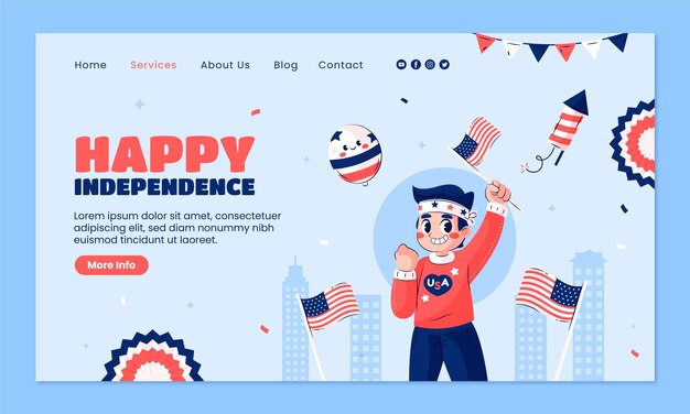 Plantilla de la página de aterrizaje de la celebración del 4 de julio