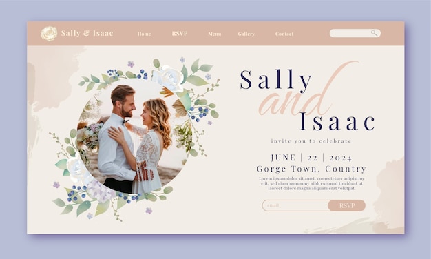 Plantilla de página de aterrizaje de celebración de bodas