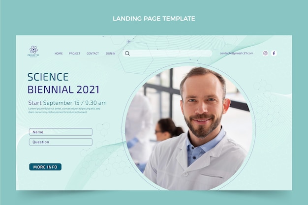 Vector gratuito plantilla de página de aterrizaje de ciencia plana