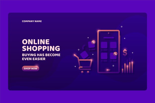 Plantilla de página de aterrizaje de compras futurista en línea