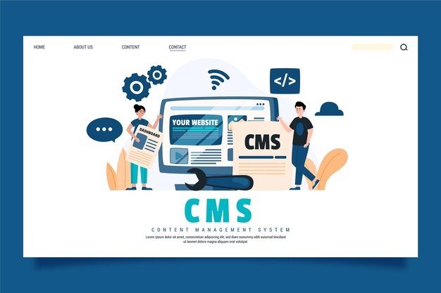 Plantilla de página de aterrizaje de concepto cms dibujado a mano