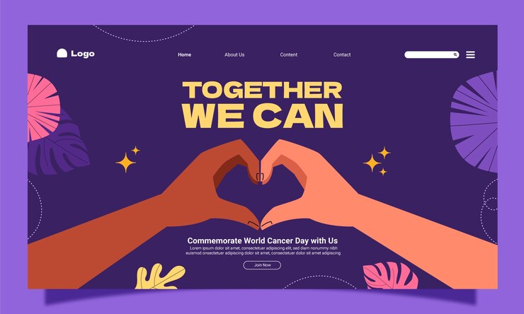 Vector gratuito plantilla de página de aterrizaje para la concienciación del día mundial del cáncer