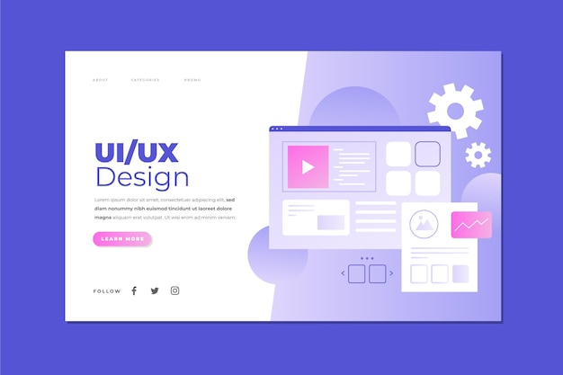 Plantilla de página de aterrizaje degradada ui / ux