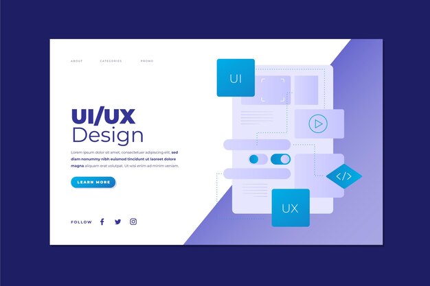 Plantilla de página de aterrizaje degradada ui / ux