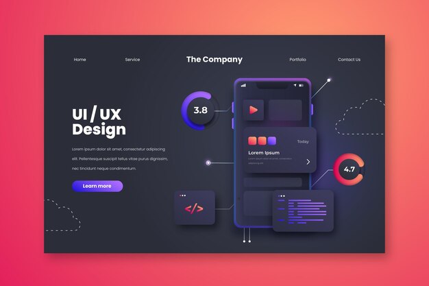 Plantilla de página de aterrizaje degradada ui / ux