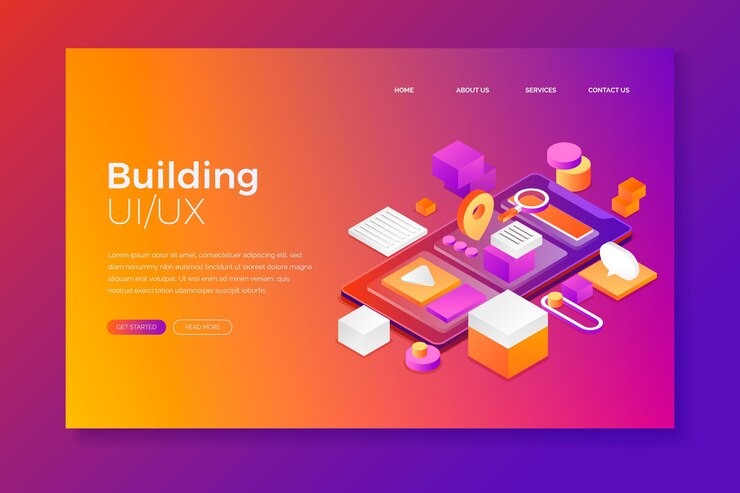 Vector gratuito plantilla de página de aterrizaje degradada ui / ux