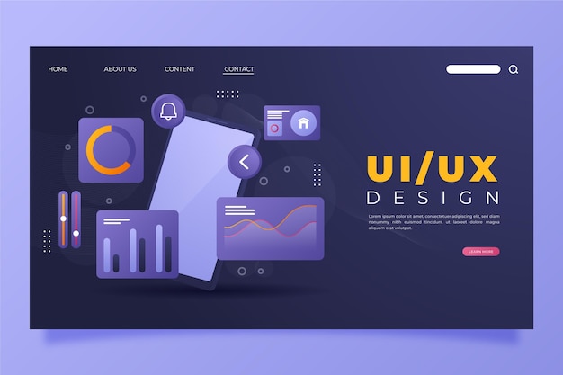 Plantilla de página de aterrizaje degradada ui / ux