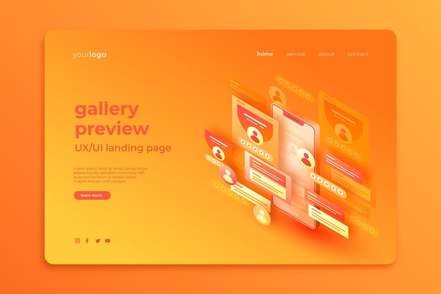 Plantilla de página de aterrizaje degradada ui / ux