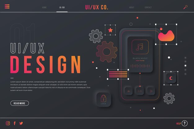 Plantilla de página de aterrizaje degradada ui / ux