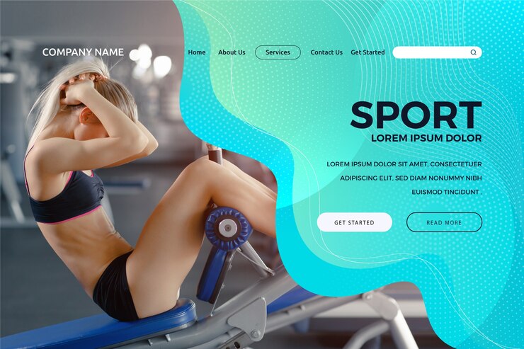 Vector gratuito plantilla de página de aterrizaje deportivo con foto