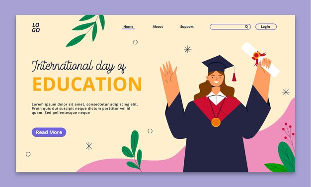 Plantilla de página de aterrizaje para el día internacional de la educación