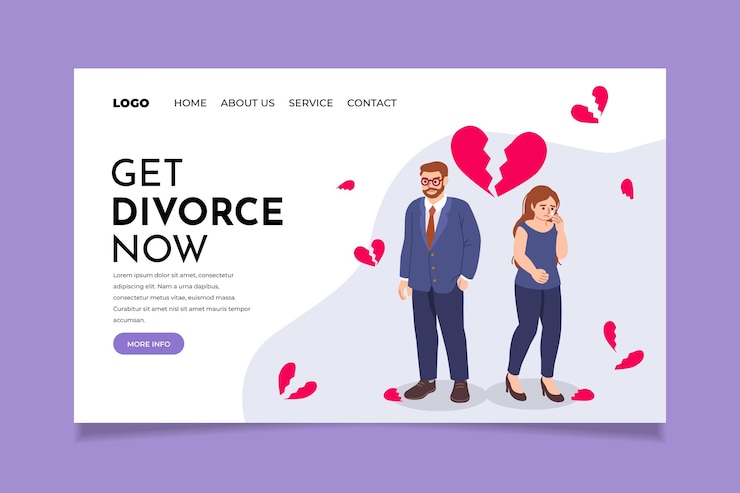 Vector gratuito plantilla de página de aterrizaje de divorcio
