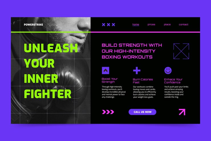 Vector gratuito plantilla de página de aterrizaje de entrenamiento de gimnasio