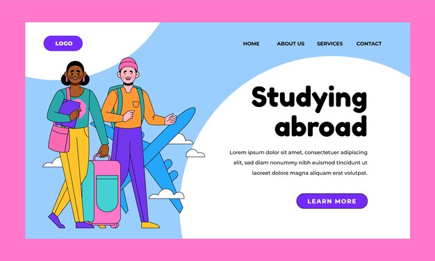 Plantilla de página de aterrizaje para estudiar en el extranjero