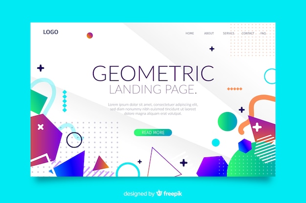 Plantilla de página de aterrizaje de formas geométricas coloridas