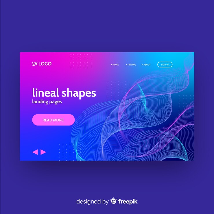 Vector gratuito plantilla de página de aterrizaje de formas lineales abstractas