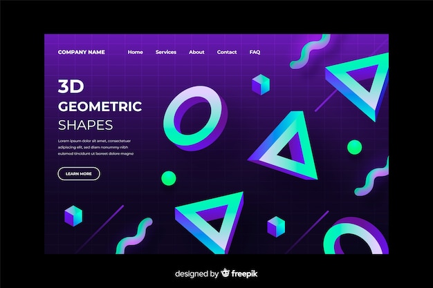 Plantilla de página de aterrizaje geométrica degradado 3d