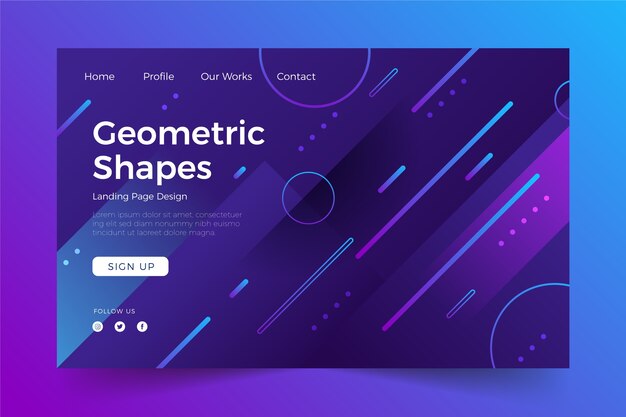 Plantilla de página de aterrizaje geométrica mínima