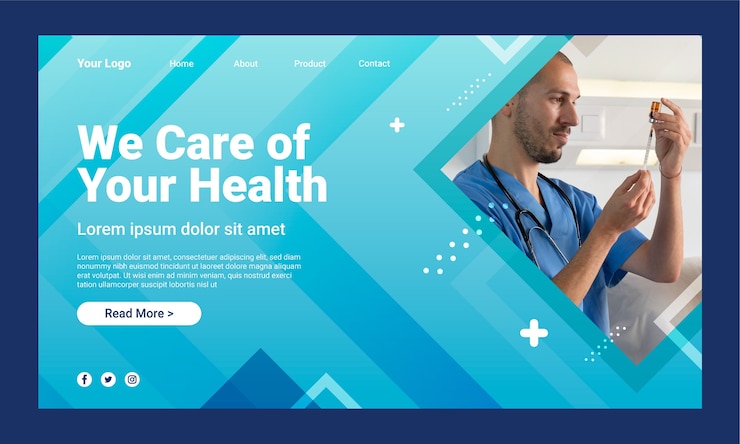 Vector gratuito plantilla de página de aterrizaje de hospital degradado