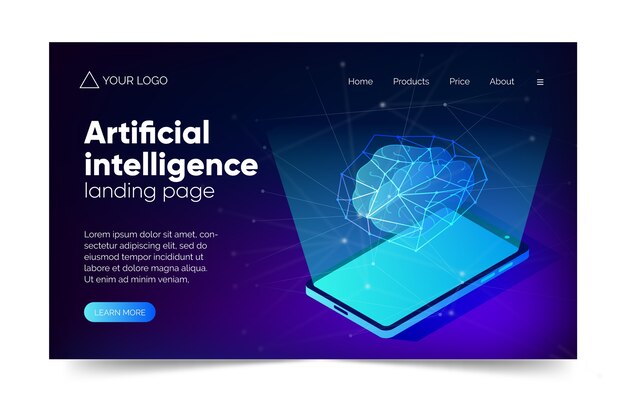 Plantilla de página de aterrizaje de inteligencia artificial
