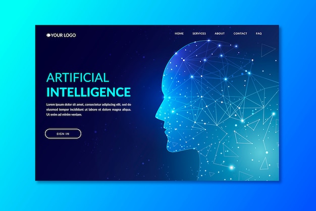 Vector gratuito plantilla de página de aterrizaje de inteligencia artificial