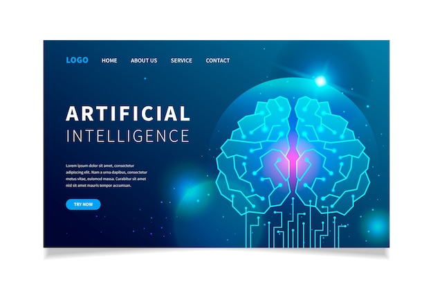 Vector gratuito plantilla de página de aterrizaje de inteligencia artificial