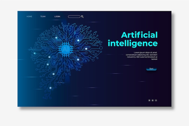 Vector gratuito plantilla de página de aterrizaje de inteligencia artificial