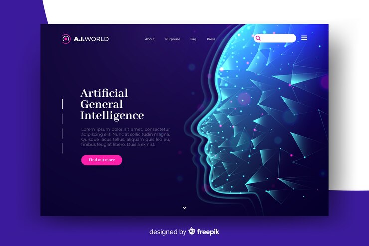 Vector gratuito plantilla de página de aterrizaje de inteligencia artificial