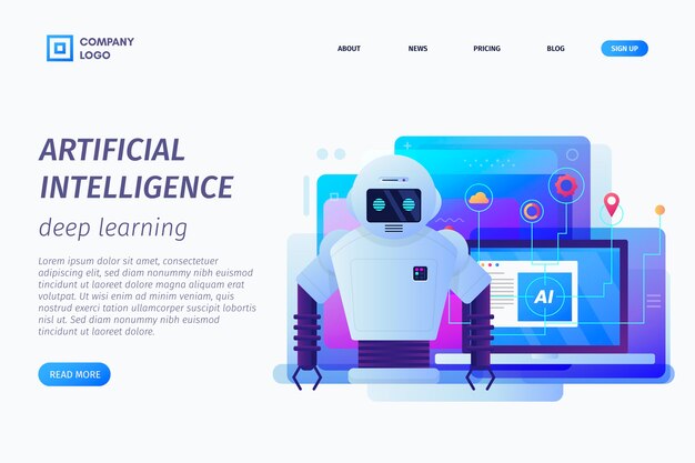 Plantilla de página de aterrizaje de inteligencia artificial