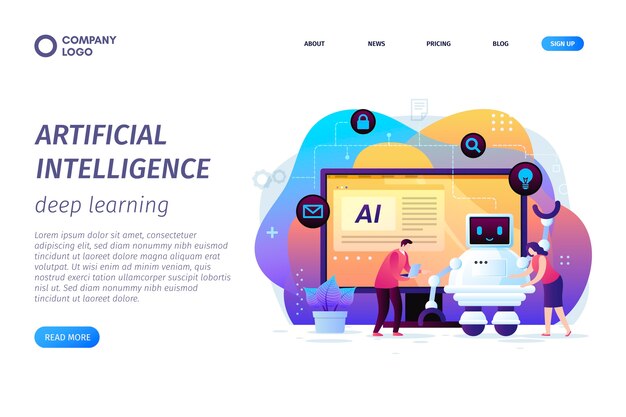 Plantilla de página de aterrizaje de inteligencia artificial